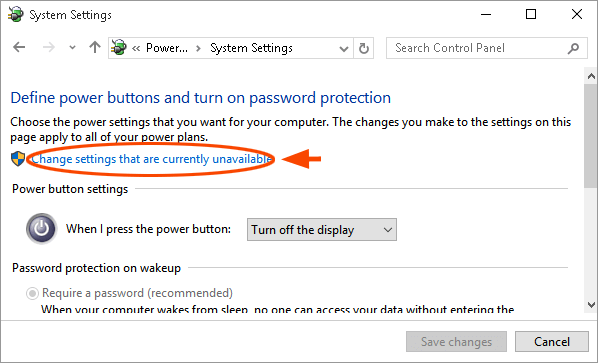 modifier les paramètres actuellement indisponibles
