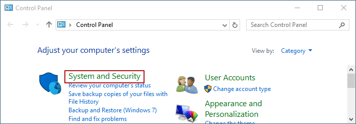  choisissez Système et sécurité