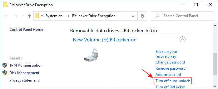 choisissez de désactiver le verrouillage automatique