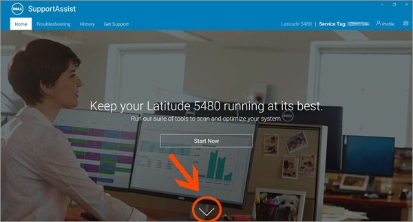 cliquez sur l'icône de flèche vers le bas