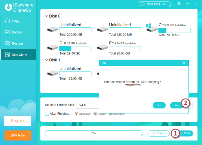 cliquez sur Démarrer