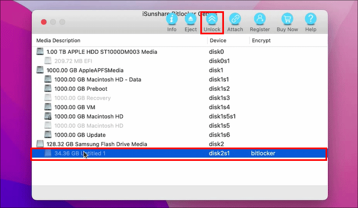 cliquez sur Déverrouiller