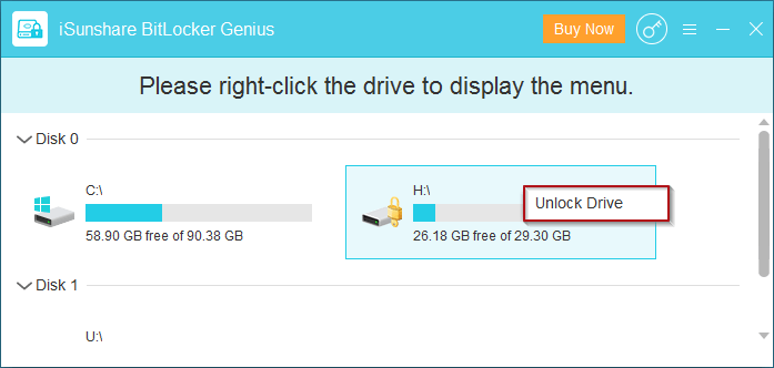 Choisissez déverrouiller le lecteur