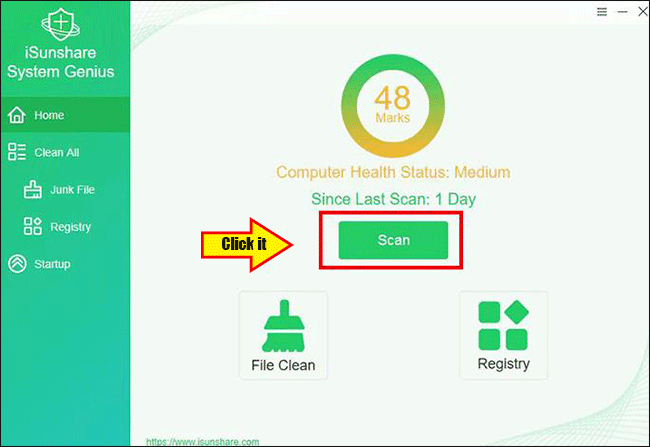 cliquez sur le bouton Scanner