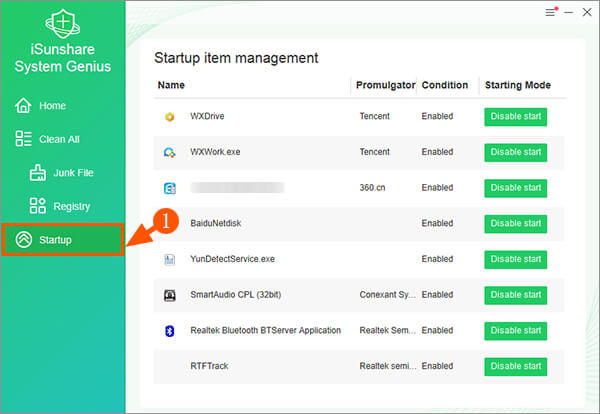  sélectionnez la fonction de démarrage