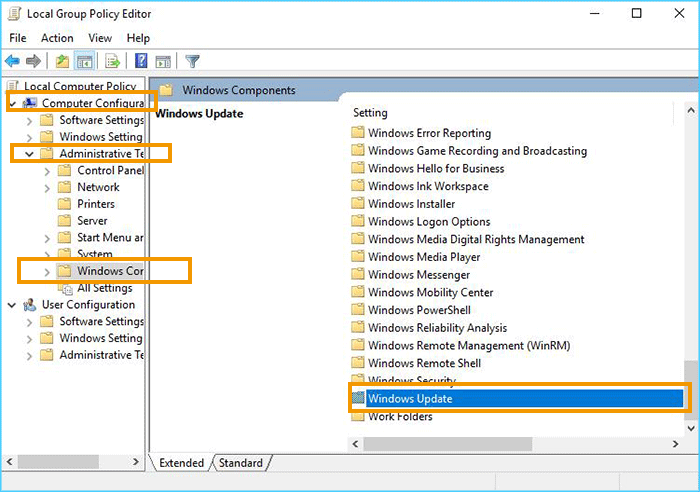 accéder à la mise à jour Windows
