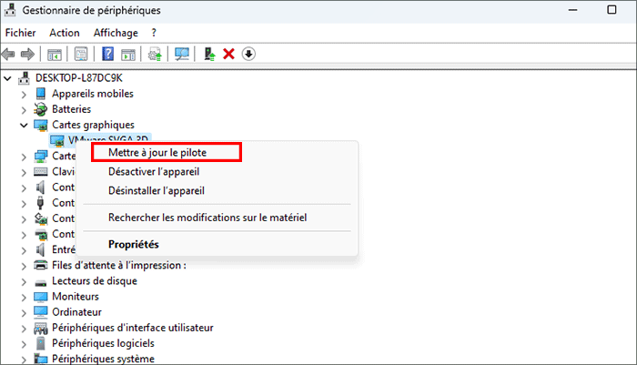 choisissez loption de mise a jour du pilote
