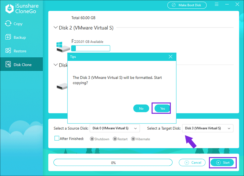 cliquez sur Oui pour confirmer
