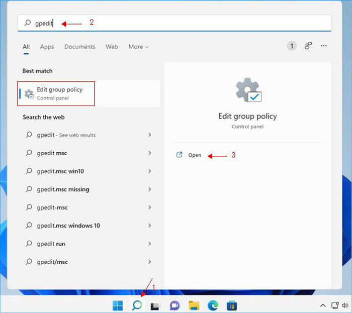 rechercher modifier la stratégie de groupe