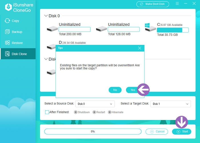 cliquez sur Démarrer