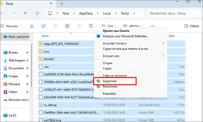 supprimer ces fichiers temp