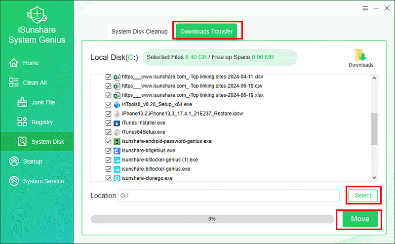 transfert telechargements