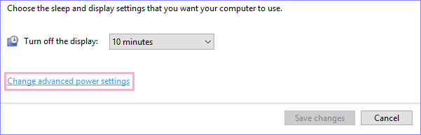 cliquez sur Modifier les paramètres d'alimentation avancés