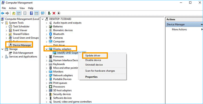 mettre à jour le pilote graphique