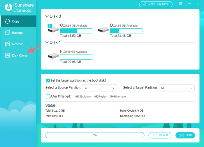 utiliser la fonction de clonage de disque