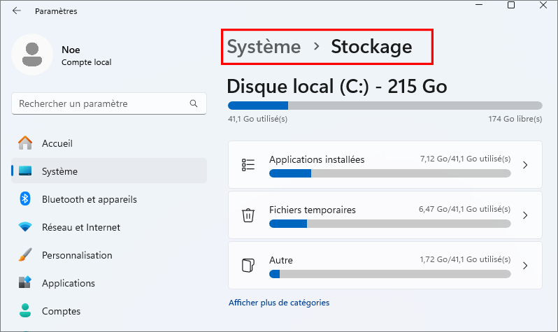verifier drive stockage