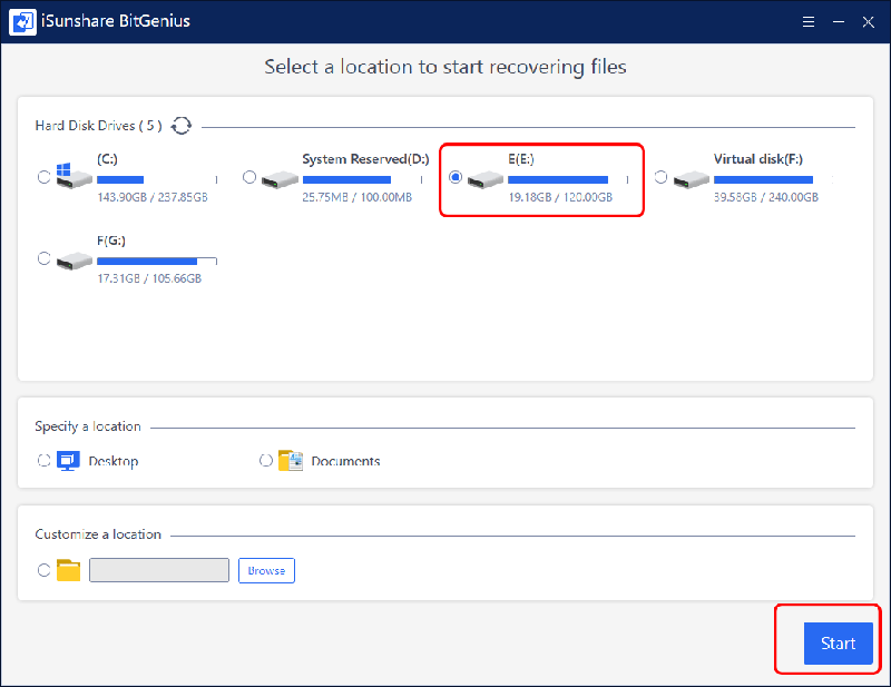 choisir l'emplacement de numérisation