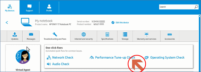 cliquez sur la vérification de la mise au point des performances