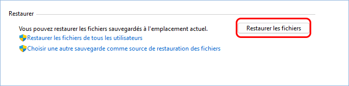 cliquez sur Restaurer mes fichiers