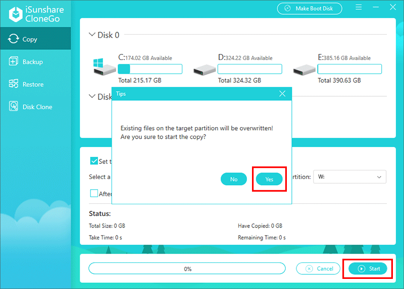 cliquez sur demarrer et oui