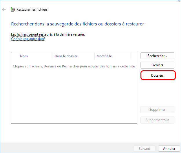 cliquez sur le navigateur à partir des dossiers