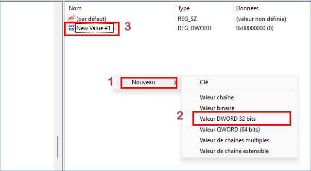 définir une nouvelle valeur