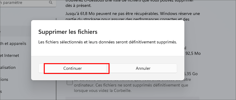 cliquez sur Continuer