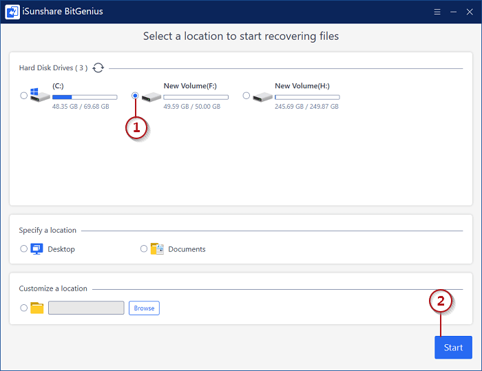 sélectionner l'emplacement à numériser