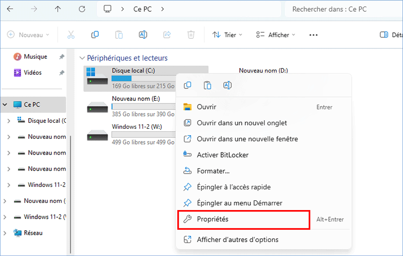 sélectionner des propriétés