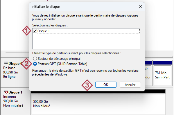 initialiser un disque plus grand