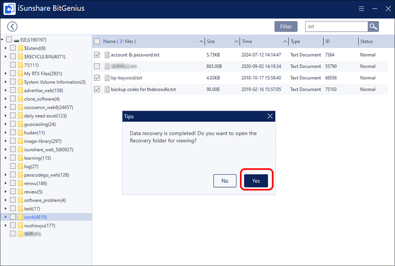 terminer la récupération du fichier texte