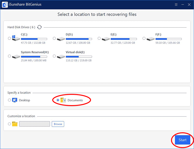 spécifier un emplacement à analyser