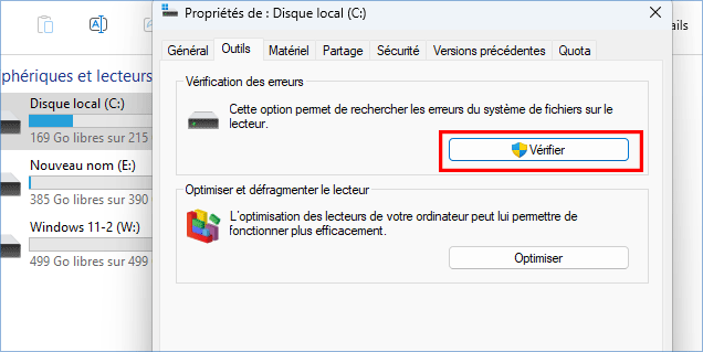 vérification des erreurs