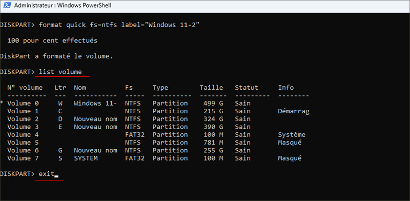 verifier les details du volume