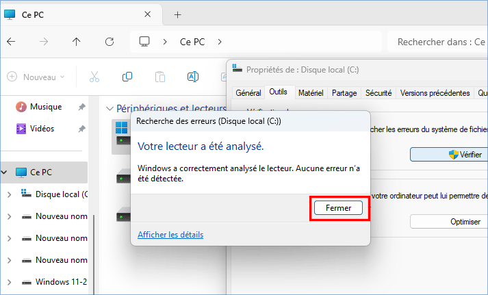 votre disque est analysé avec succès