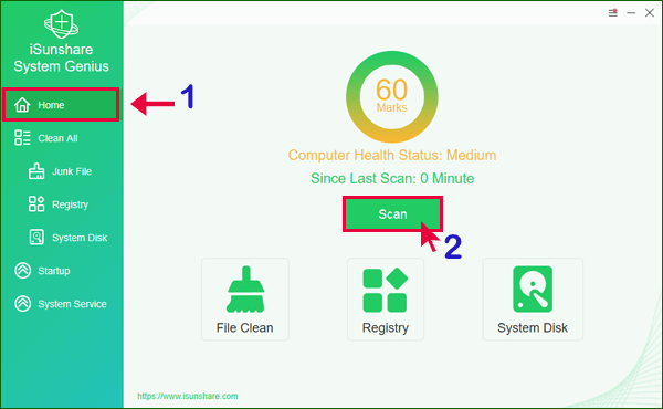 cliquez sur le bouton Scanner