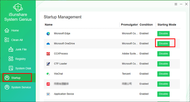 cliquez sur l'option Désactiver