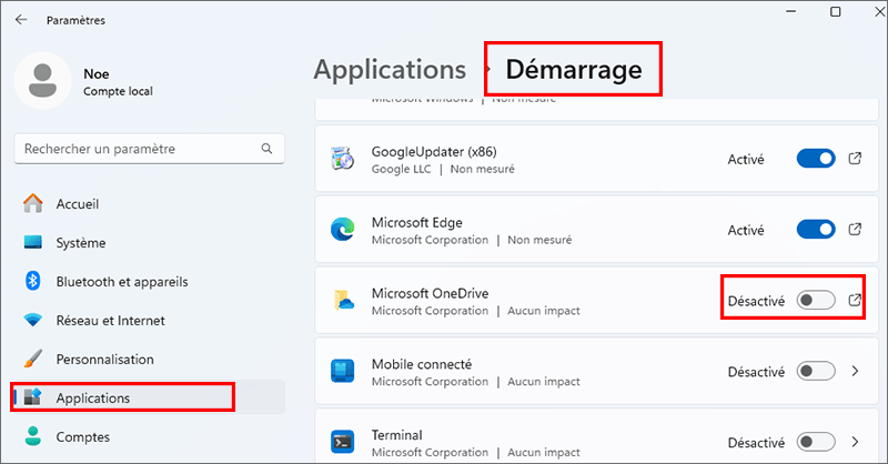 désactiver OneDrive