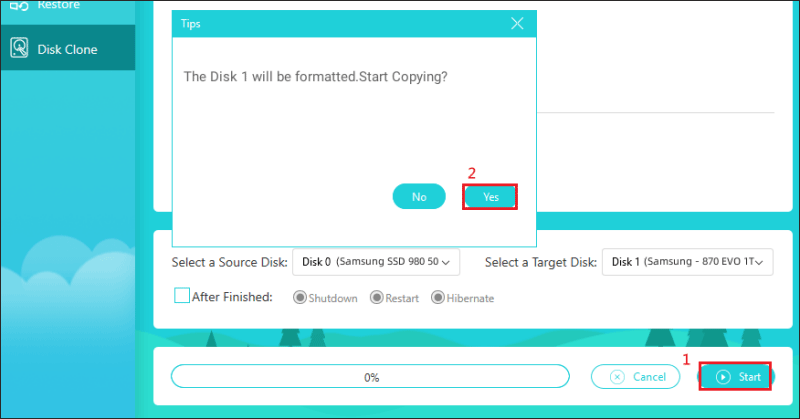 confirmer le clonage