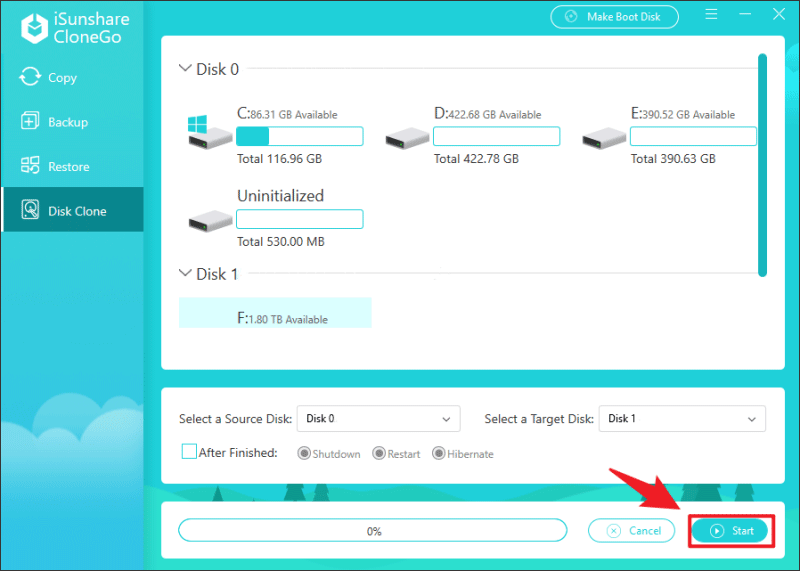 démarrer le clonage