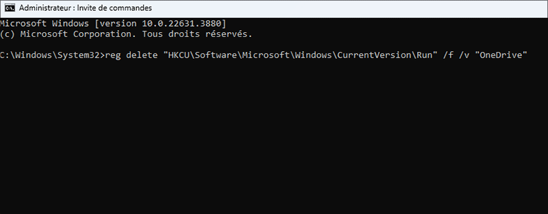 désactiver le démarrage de OneDrive à l'aide de cmd