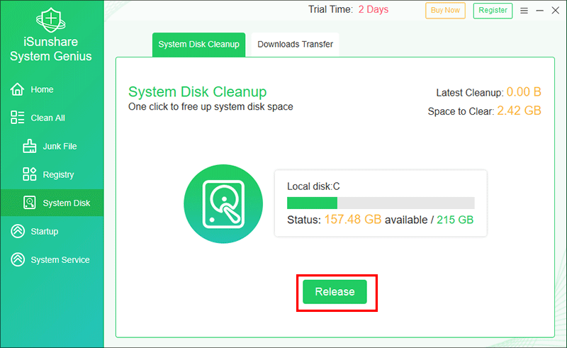 libérer le disque système