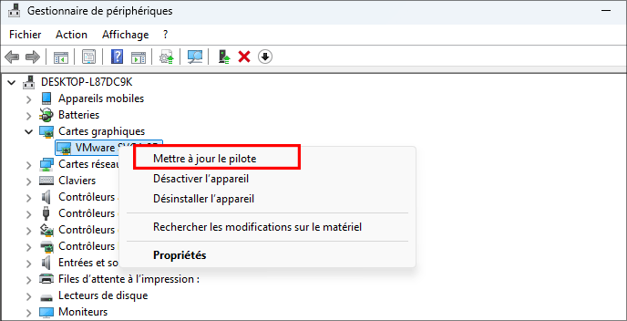 mettre à jour le pilote