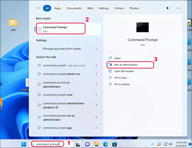 exécuter l'invite de commande en tant qu'administrateur