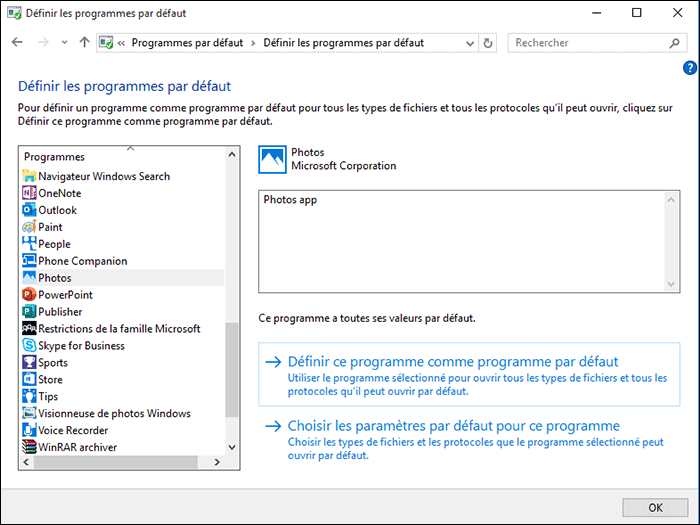 choisissez une application