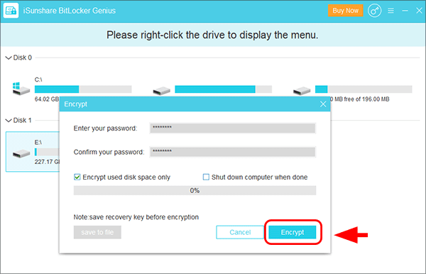 cliquez sur le bouton Chiffrer