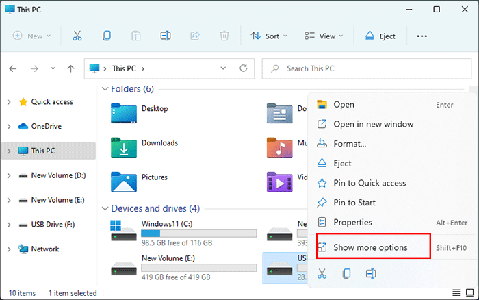 cliquez sur Afficher plus d'options