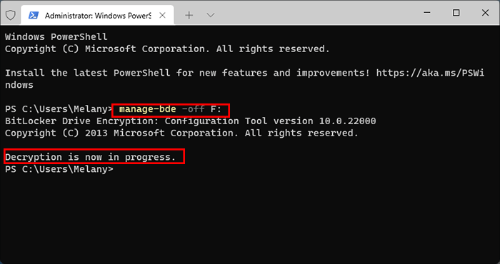 décrypter la clé USB
