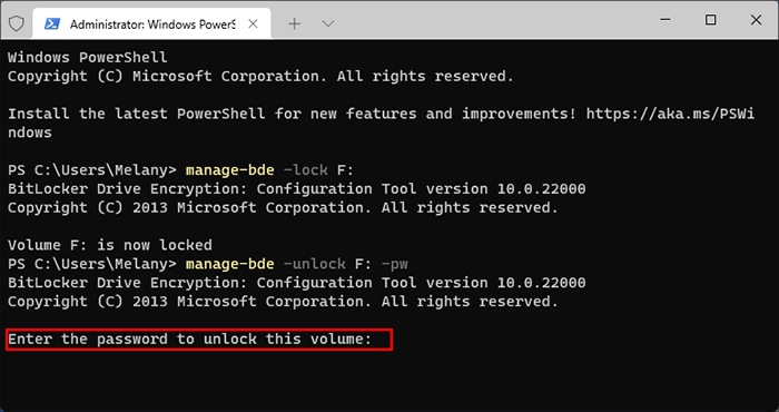entrez le mot de passe pour déverrouiller ce volume