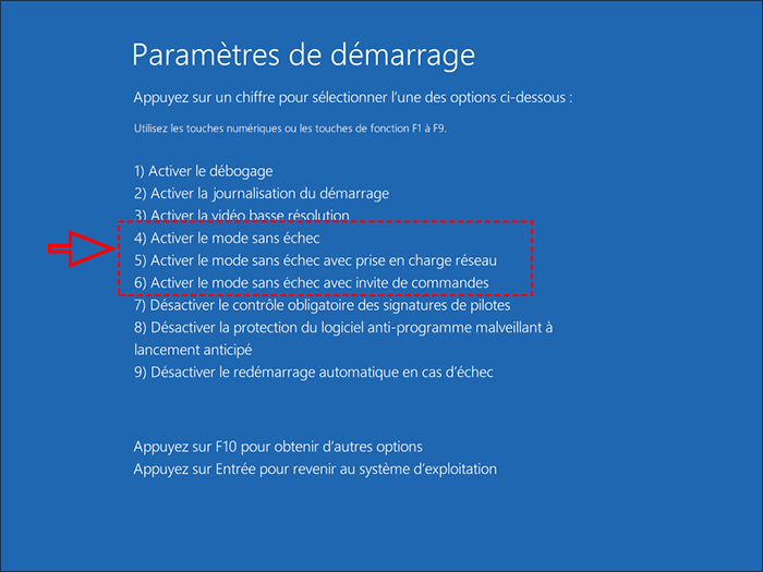 activer le mode sans échec
